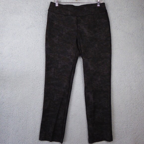 Soft Surroundings Pants Women's Size Medium Black Straight 28463 Stretch Pattern - Picture 1 of 8